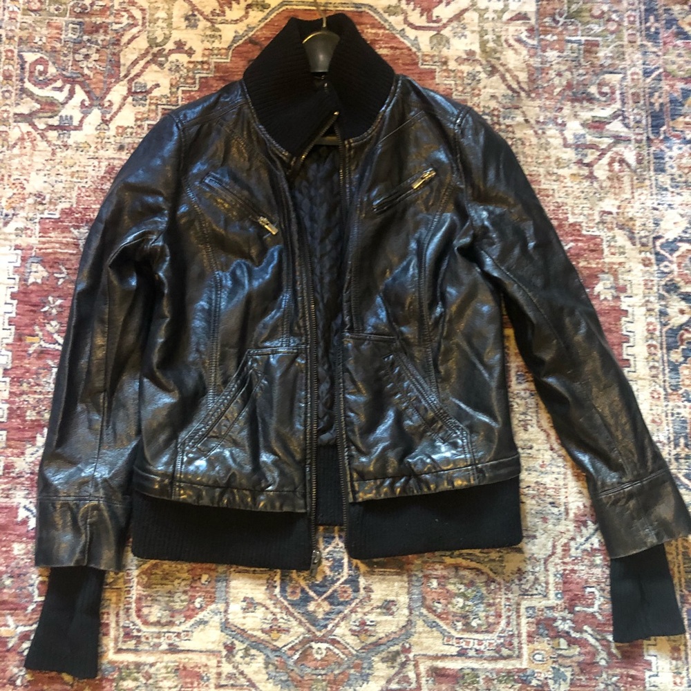 Black Rivet Vegan Leather Moto Jacket